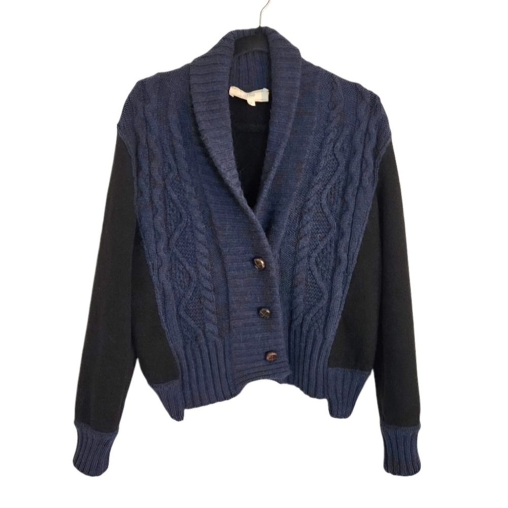 Vanessa Bruno Athé Women’s Navy & Black Alpaca Wool Cardigan French size 3 (M/L)